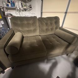 Olive green couch & loveseat