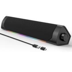 USB Computer Speakers for Desktop Monitor,Bluetooth PC Speakers with Headphone Output,2 Ways Connect USB Powered Wired Speakers for Windows,Linux,Mac 