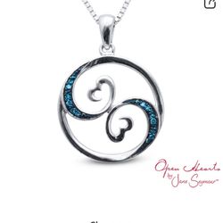 Jane Seymour Blue Diamond Silver Necklace