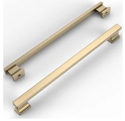 5pk Brushed Brass Cabinet Drawers Dressers Handles Pulls 10" Hole To Hole Center