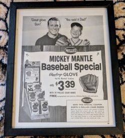 Mickey Mantle New York Yankees Phillies Cigars Rawlings Baseball Glove MAG Ad
