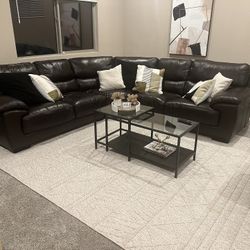 Sectional Brown Leather Couch