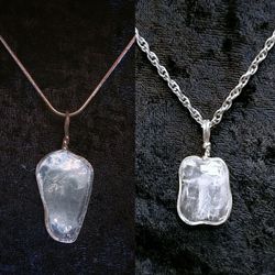 Handmade Silver Framed Quartz Pendants