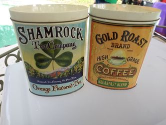 Vintage Shamrock & Gold Coffee Tins