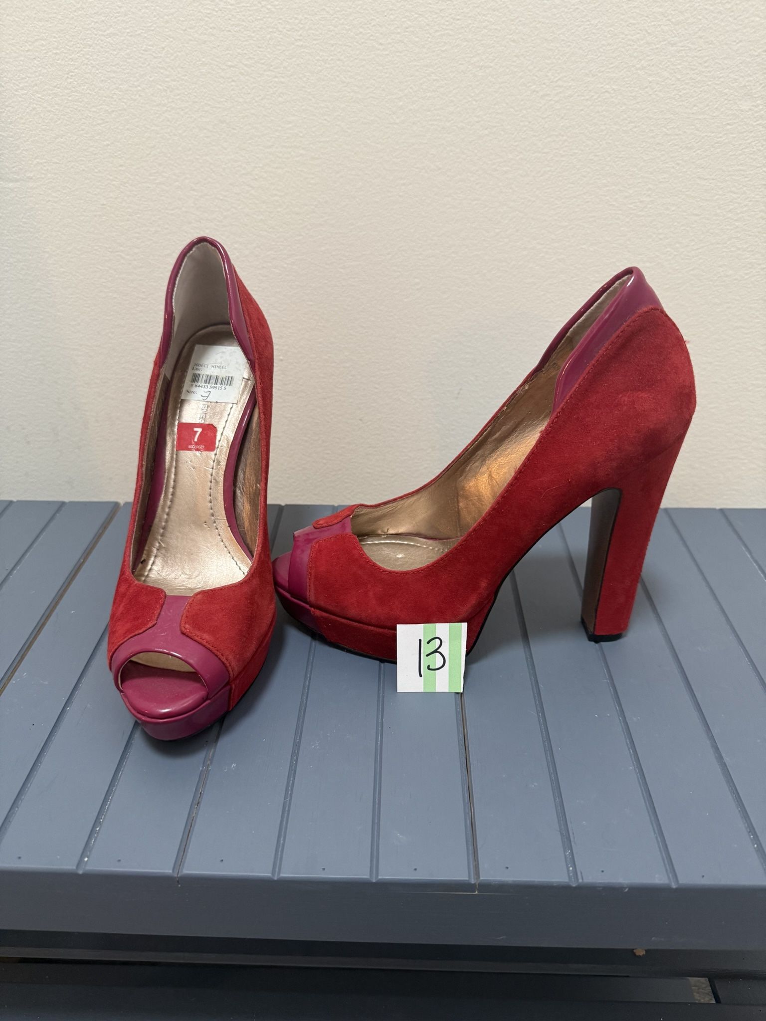 Red Suede Platform Heels Size 7