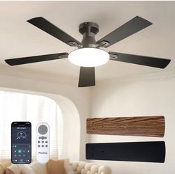 Brand New 52” Black Ceiling Fan with Lights, Remote, Dimmable & Reversible