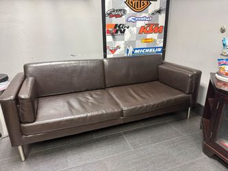 Brown leather couch