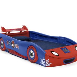 Spidey and His Amazing Friends Web Crawler Race Car Twin Bed by Delta Children, Blue/Red