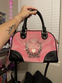 juicy couture pink velour heritage bowler bag