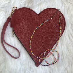 Novelty red beard handbag and boho colorful beaded necklace and bracelets