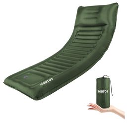 TOBTOS Inflatable Camping Sleeping Pad with Pillow, Thick 6 Inch Ultralight Sleeping Pad with Built-in Pump, Lightweight Sleeping Mat for Camping, Bac