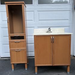 Matching 29” Vanity And Tall Cabinet 