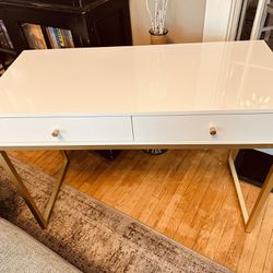 White And Gold Accent Table
