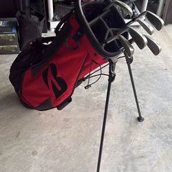 Bridgestone golf bag - Assorted clubs