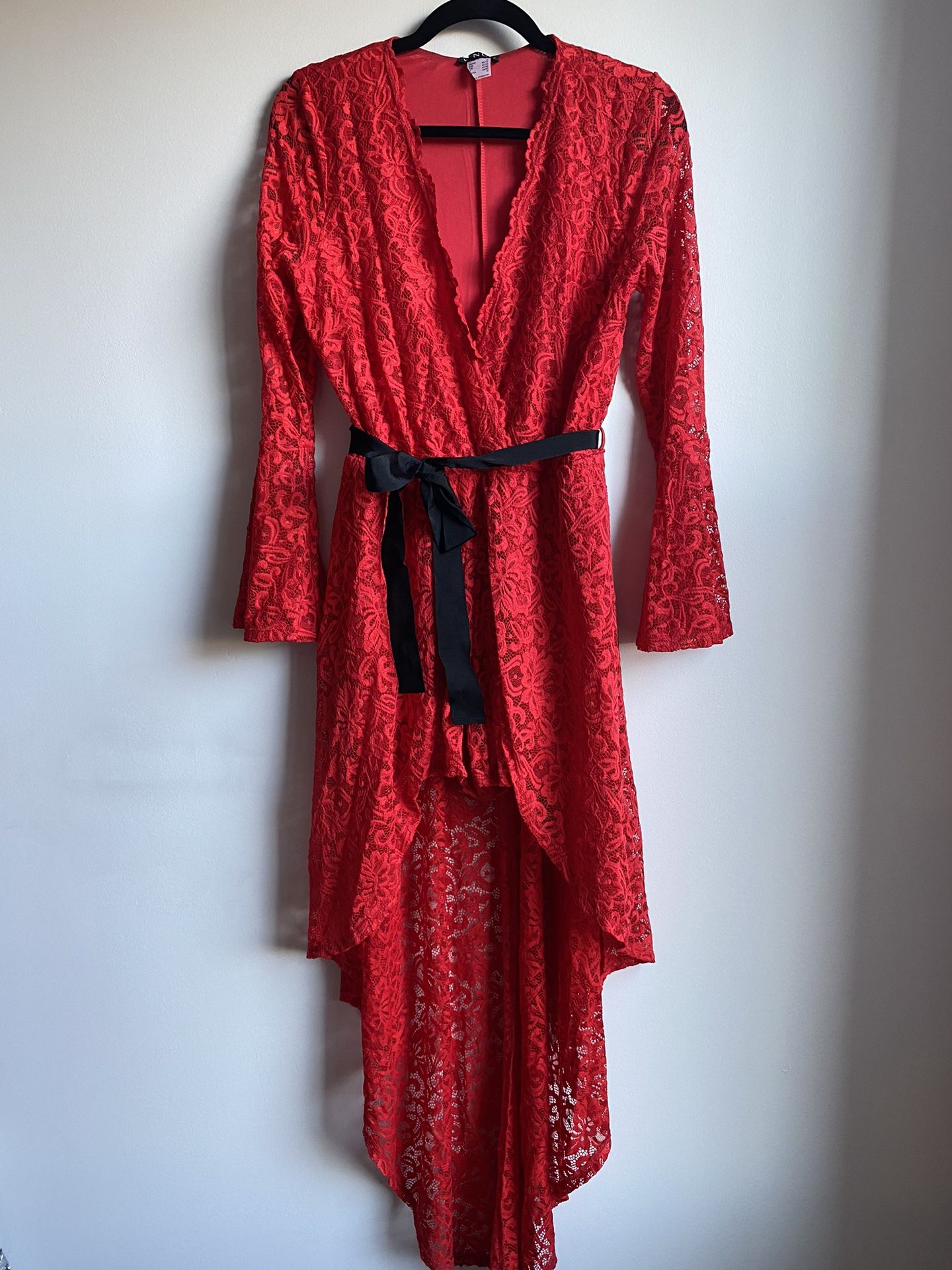 Red Lace Maxi Romper