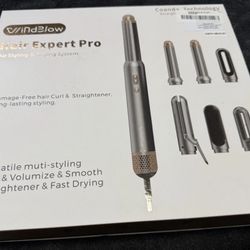 WindBlow Hair Dryer Brush 6-in-1 Auto Wrap Curlers Straightener 1200watts