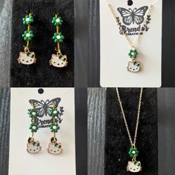Green Hello Kitty Flower Jewelry Set 
