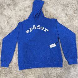 Blue Sp5der Rhinestone Hoodie 
