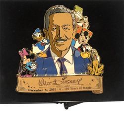 WALT DISNEY 100TH BIRTHDAY Jumbo Pin w/Case LE Cast Exclusive NEW 2001