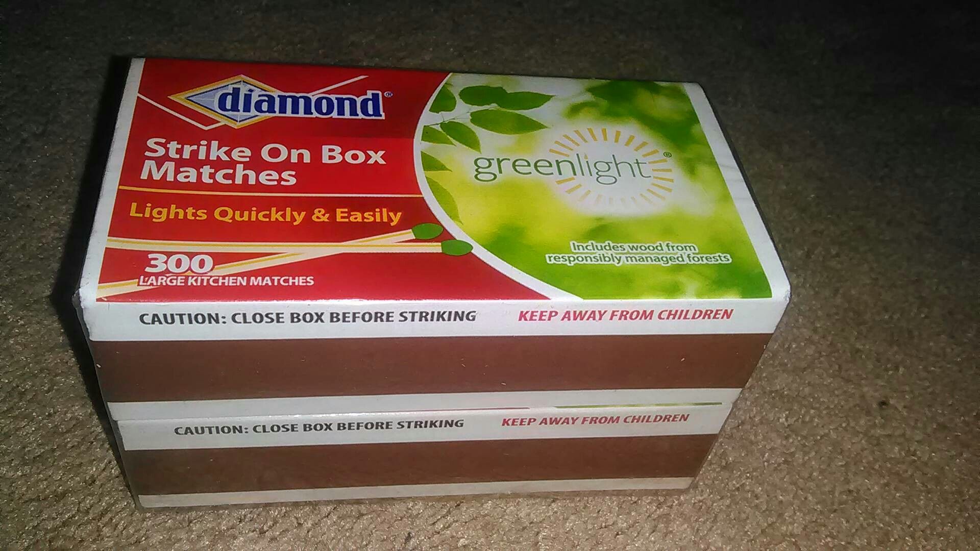 Strike On Box Matches* 300 per box. 600 total kitchen matches*(new)