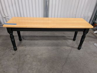 Rectangular Wooden Bench with Dark Turned Legs