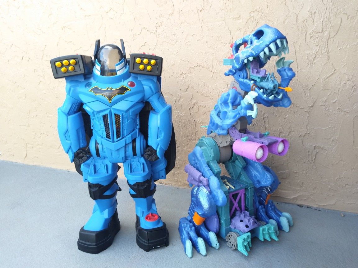 Imaginext Dinosaur Ultra TRex Blue Ice & Imaginext Batbot Extreme