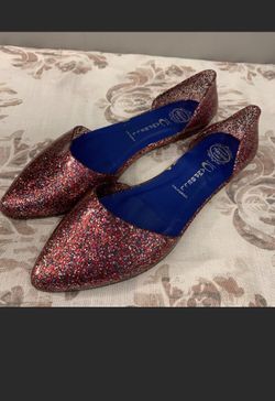 Jeffrey Campbell Havana Last Pink Sparkle Jelly D'Orsay Flats Slip On Shoes 9. Condition is Pre-owned.