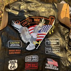 DIAMOND PLATE  Biker Patches Buffalo Leather Vest Biker Black 3XL