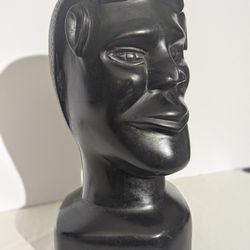 African Carved Wood Man With Weird Ears