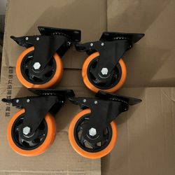 4 inch Orange Polyurethane Caster Wheels