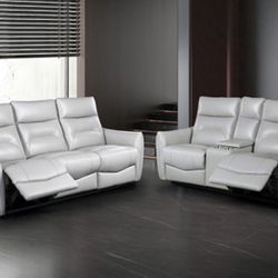 Leather Power Recliner Sofa And Loveseat Set Brand New 