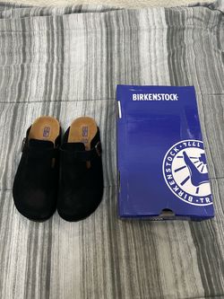 Birkenstock Boston Black Suede Clogs