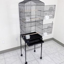 (NEW) $60 Small to Medium Bird Cage 60” Tall Parrot Parakeet Cockatiel Bird Cage 18x14x60” Rolling Stand 