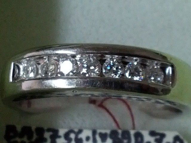 14Kt White Gold Diamond Studded Semi Eternal Design Wedding Band Ring Size π 10