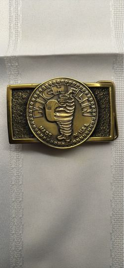 Michelin Man Brass Belt Buckle Made in USA
