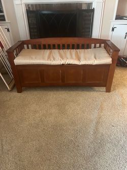 Wood Storage Bench with Cushion