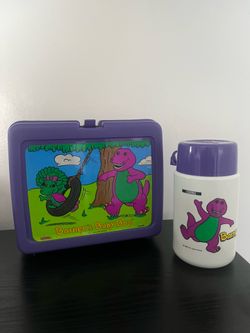 Vintage Barney lunch box and thermos