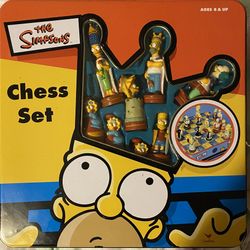 Vintage The Simpsons Chess Game in Tin Board Game Homer Bart 100% Complete In Box Excellent 2000