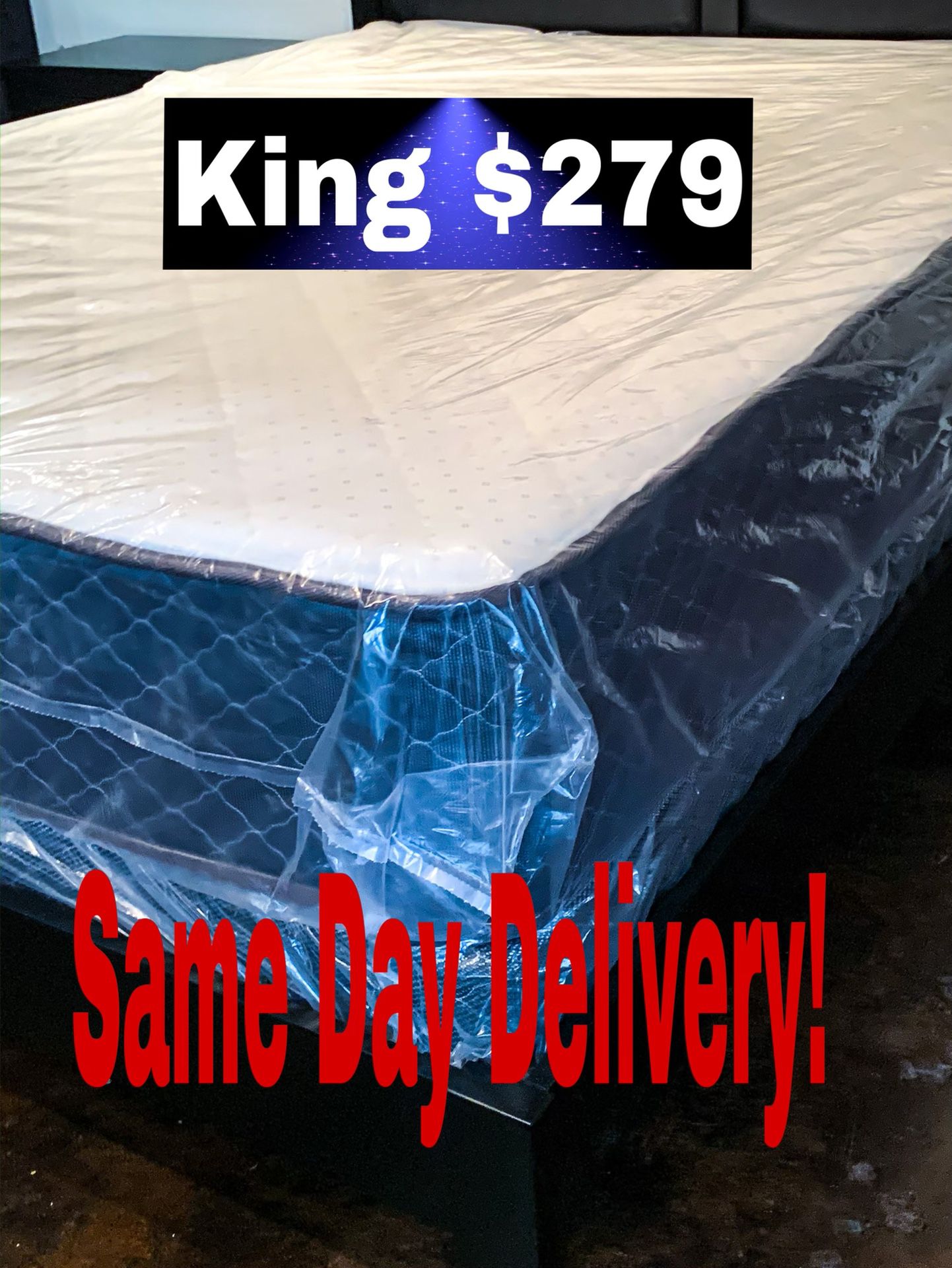 Brand New King Size Plush Mattress And Box Springs / Same Day Delivery 