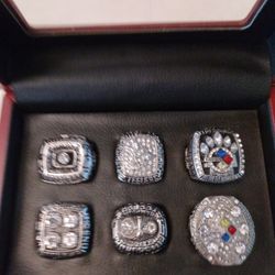 6 Steelers  Super Bowl Replica Ring Set in a case