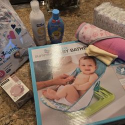 Baby Bathtub, Pacifiers, Blanket, Shampoo, Lotion, Towel, Diapers & More