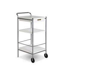 Rolling utility cart with metal trays & plastic drawer