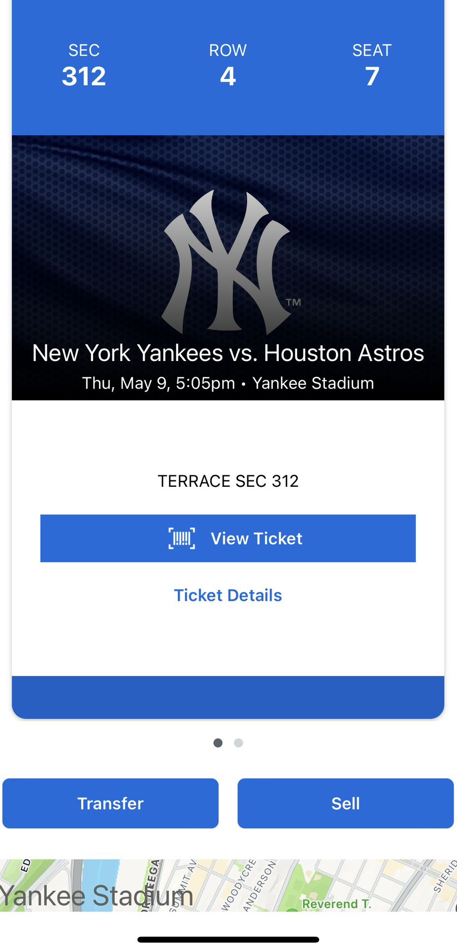 2 Tickets  To Thursday May 9th New York Yankees Vs. Huston Astros Tickets