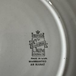 23 Karat- Imperial Service Plates By Salem China  Co