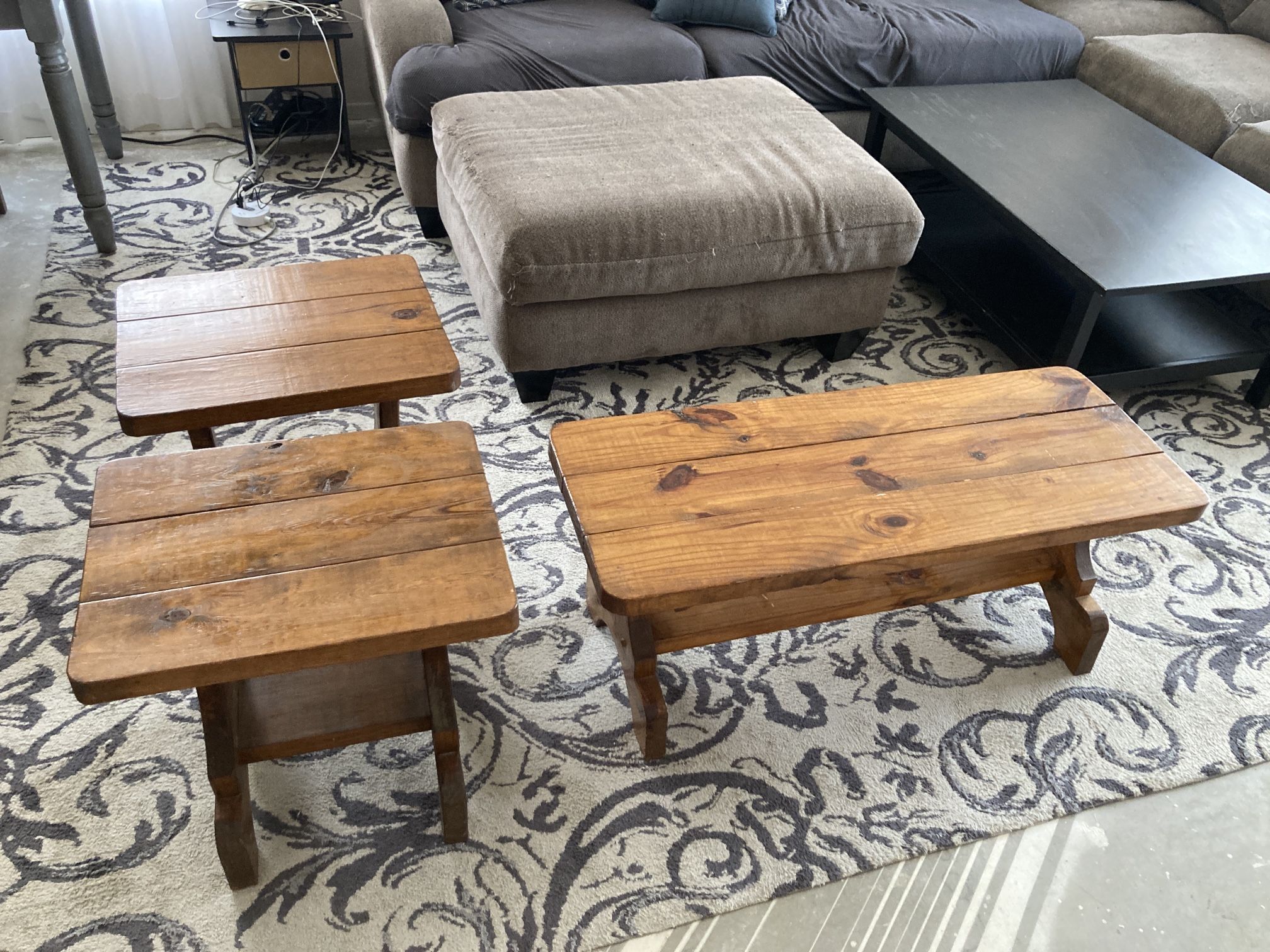 Rustic Wooden Bench & 2 End Tables - READ POST!!