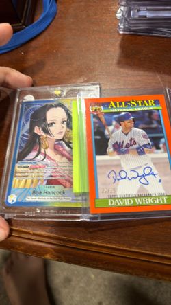 Two trading cards signed baseball card and one piece card