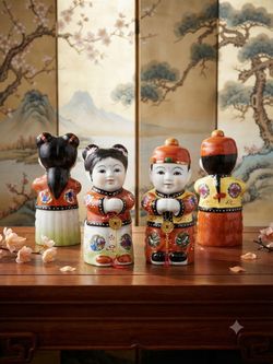 Chinese Ceramic Figurines Set of 2 ( boy and girl)
