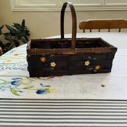 Vintage Decorative Baskets With Hand Painted Flowers 