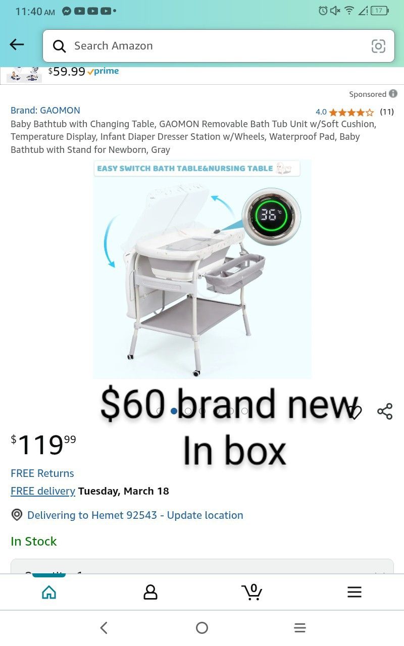 Diaper Changing Table/ Bath Tub