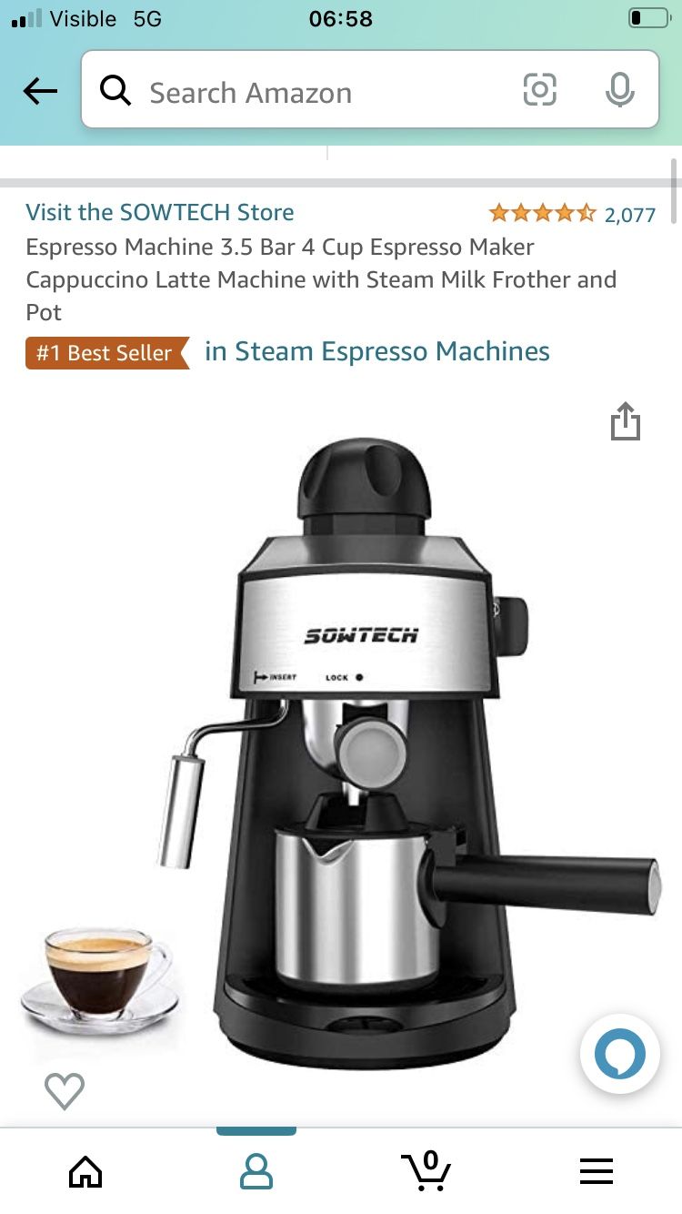 Espresso Machine 3.5 Bar 4 Cup Espresso Maker Cappuccino Latte Machine with  Steam Milk Frother and Pot
